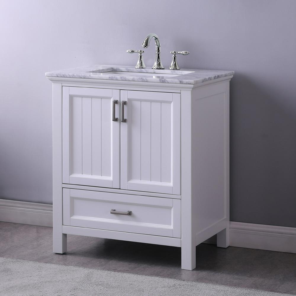 30" Single Bathroom Vanity Set in White without Mirror. Picture 4