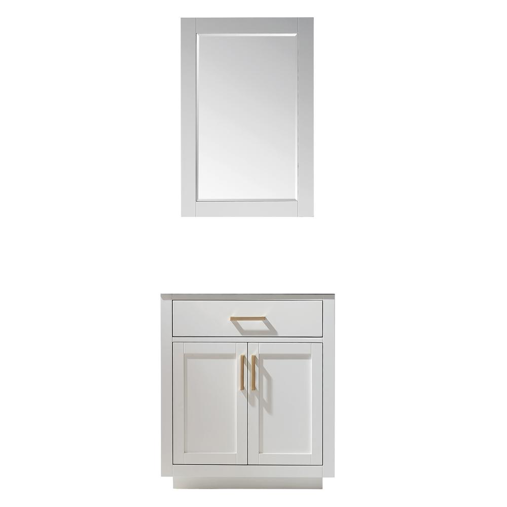 30" Single Bathroom Vanity Cabinet Only in White and mirror, without Countertop. Picture 1