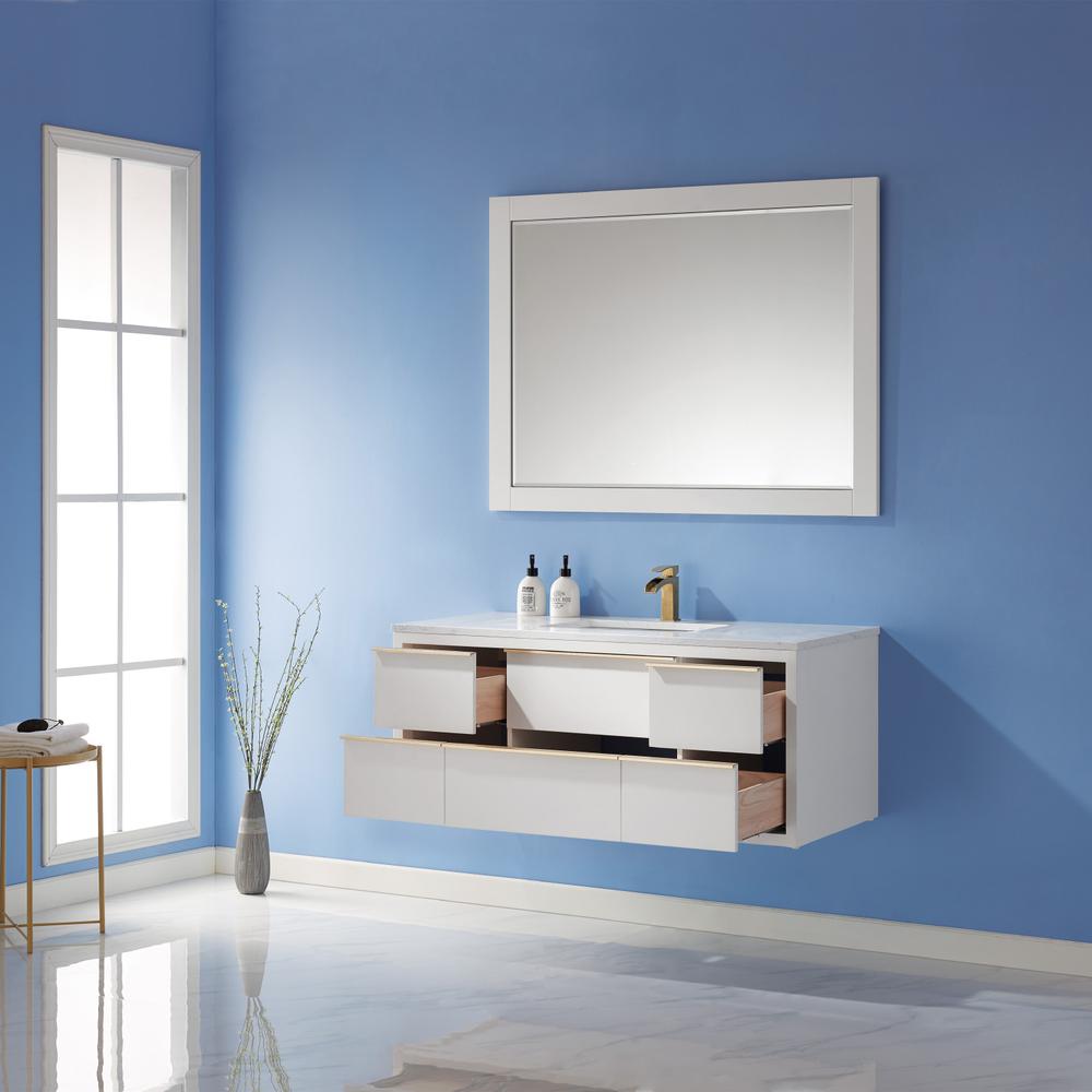 48" Single Bathroom Vanity Set in White with Mirror. Picture 4