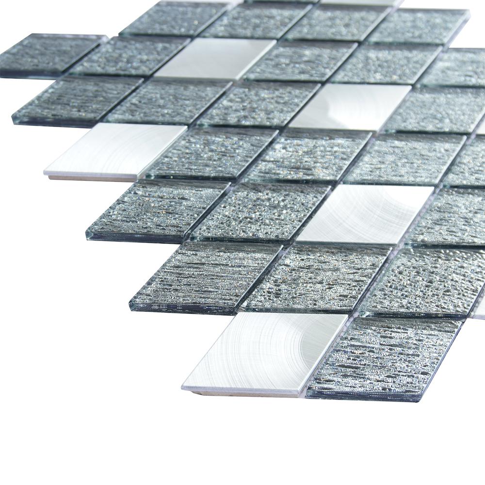 Ballagh 9.9" x 12" Diamond Laminated Glass Mosaic Mix Aluminum Wall Tile. Picture 1
