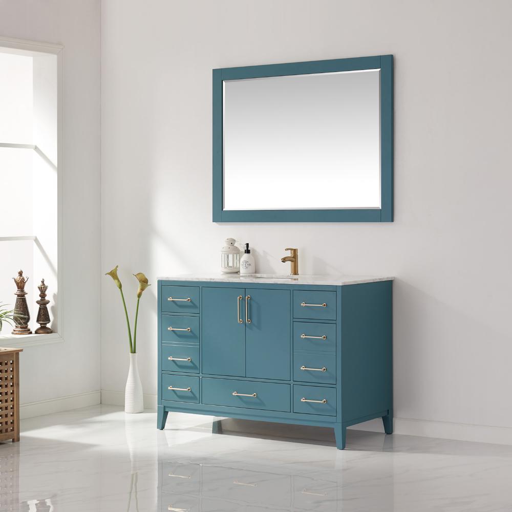 48" Single Bathroom Vanity Set in Royal Green with Mirror. Picture 4