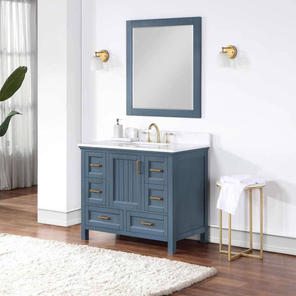 42" Single Bathroom Vanity Set in Classic Blue with Mirror. Picture 4