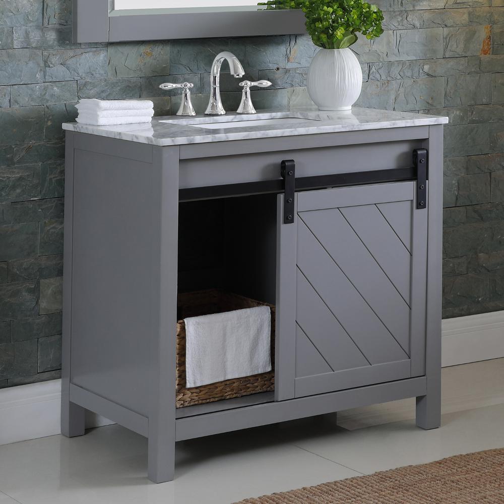 36" Single Bathroom Vanity Set in Gray with Mirror. Picture 10