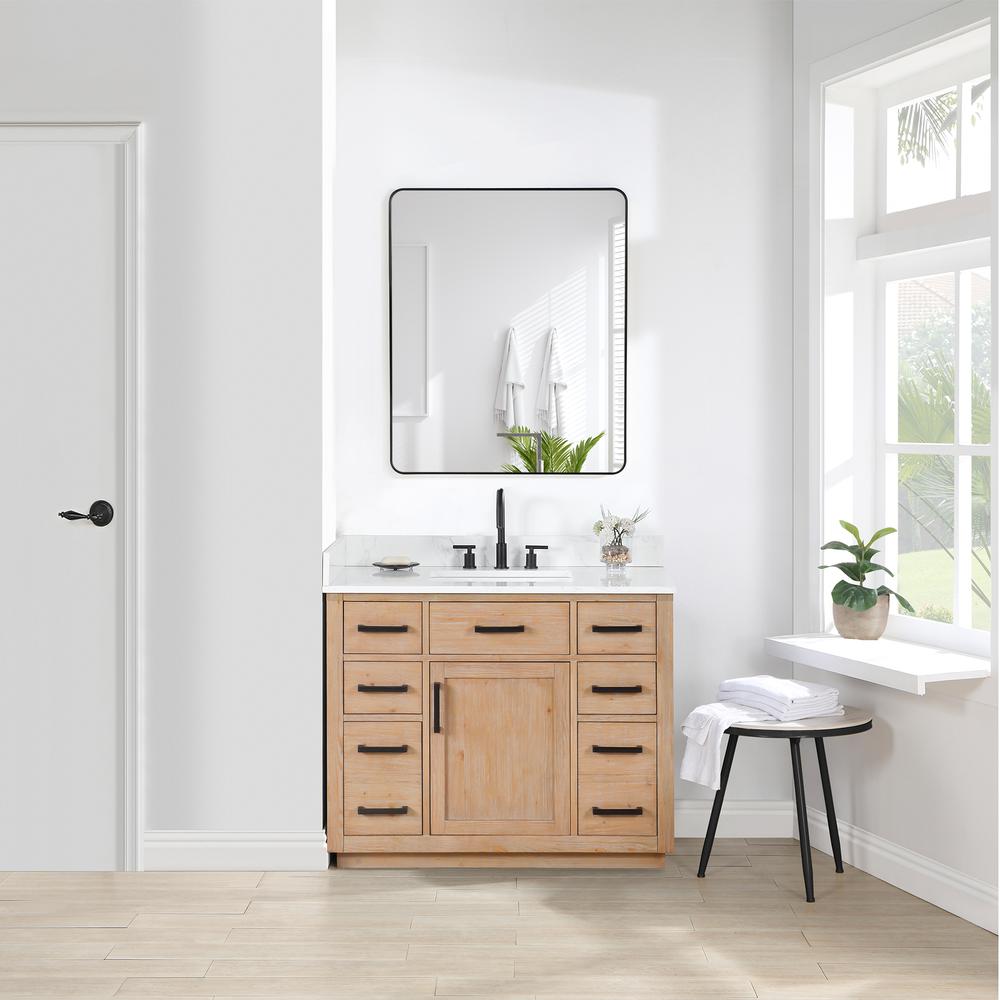 42" Single Bathroom Vanity in Light Brown with Mirror. Picture 5