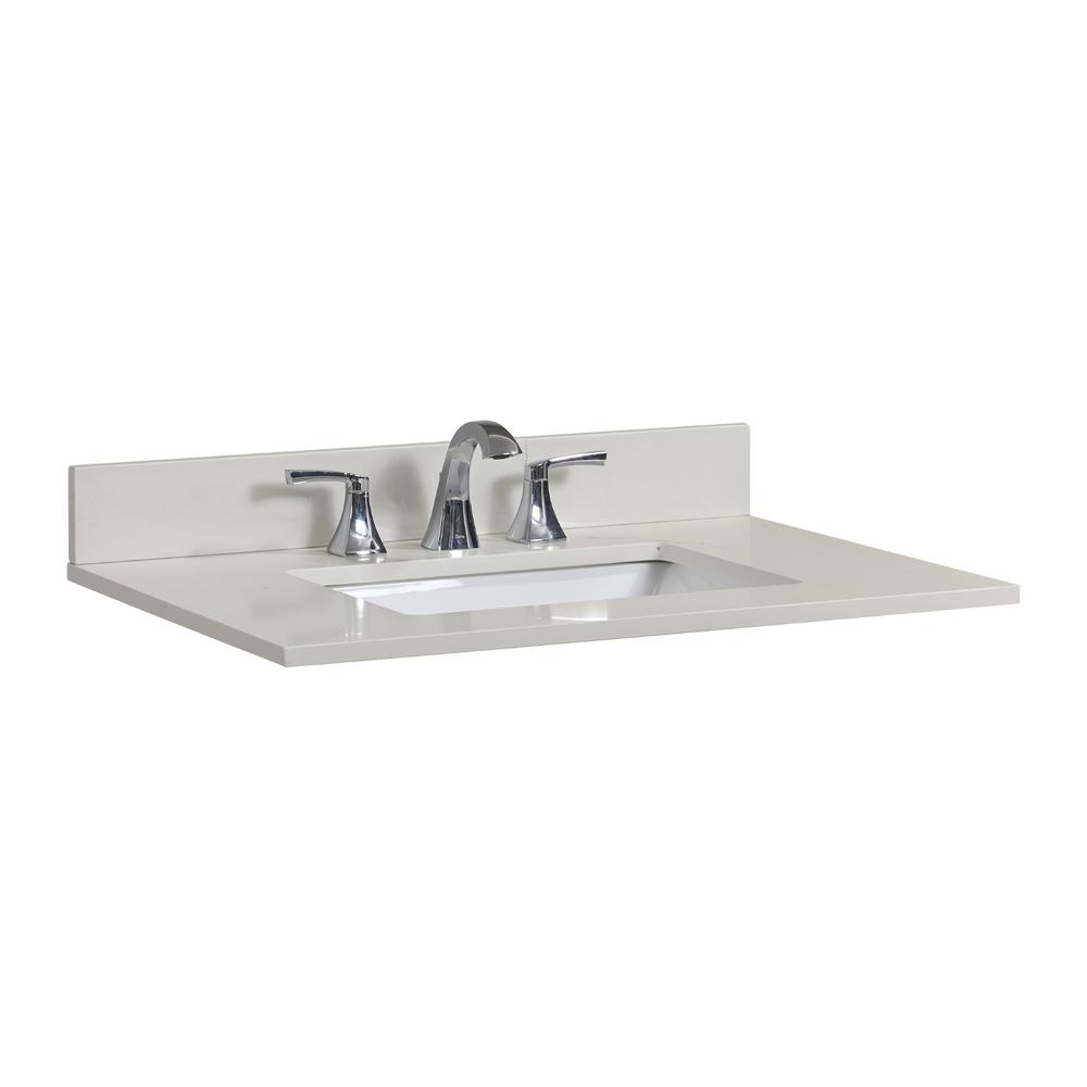 31 in. Composite Stone Vanity Top in Milano White with White Sink. Picture 2
