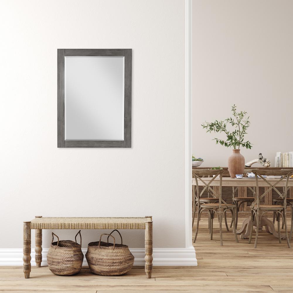 28" Rectangular Bathroom Wood Framed Wall Mirror in Classical Grey. Picture 7