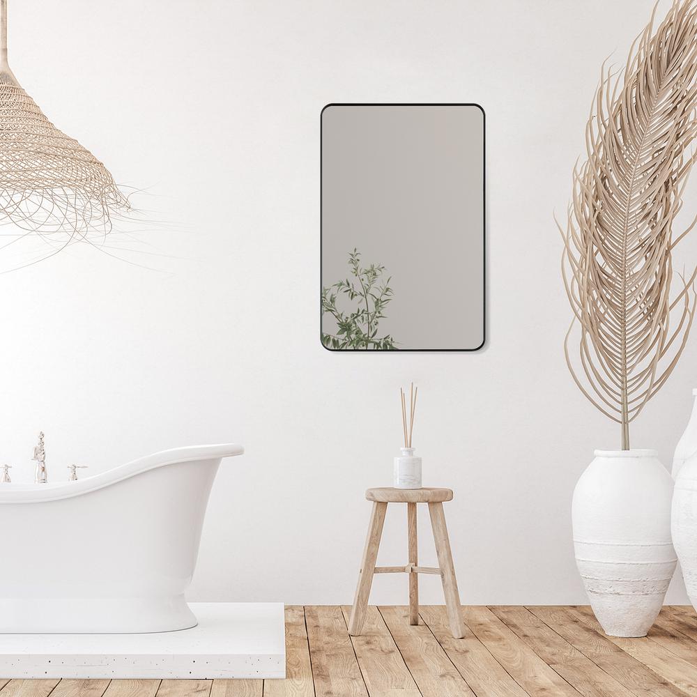 Nettuno 24" Rectangle Bathroom/Vanity Matt Black Aluminum Framed Wall Mirror. Picture 9