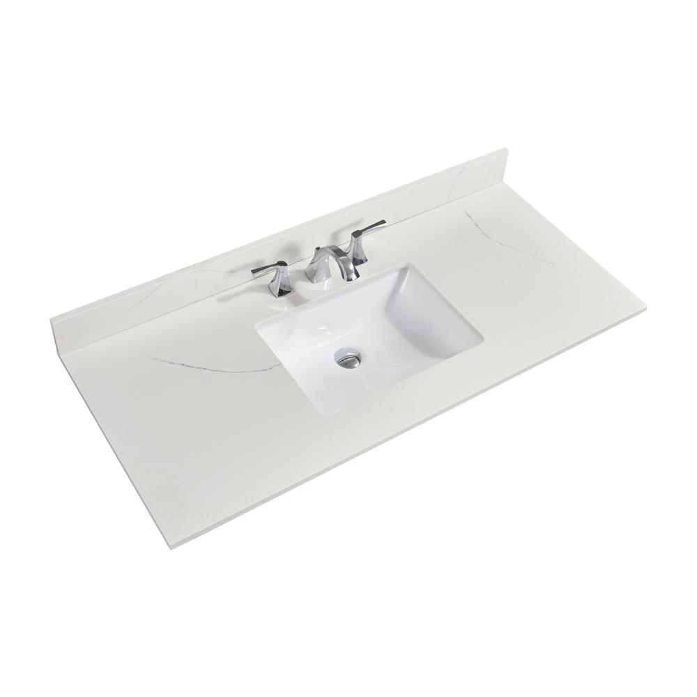 49 in. Composite Stone Vanity Top in Milano White with White Sink. Picture 2