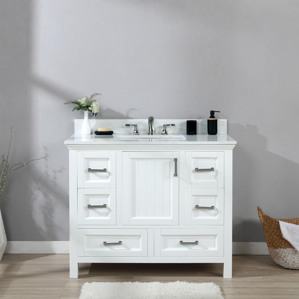 42" Single Bathroom Vanity Set in White without Mirror. Picture 3