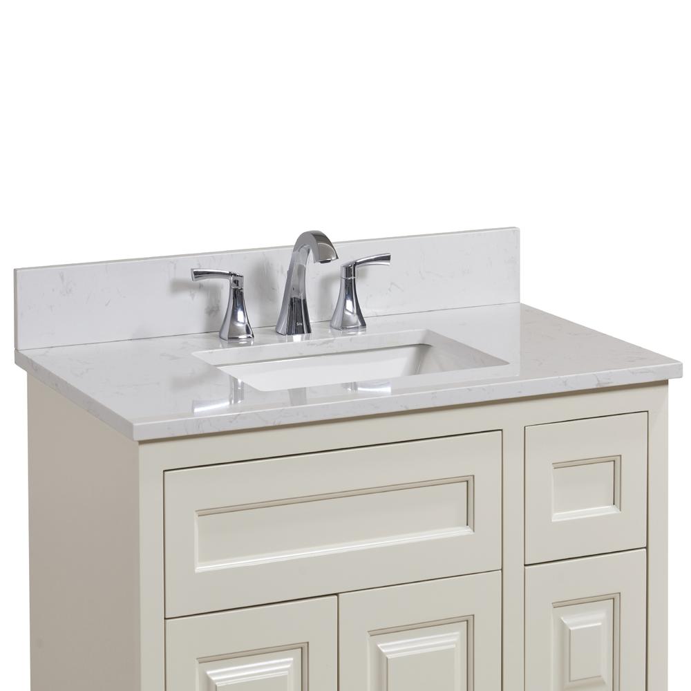 37 in. Composite Stone Vanity Top in Jazz White with White Sink. Picture 6