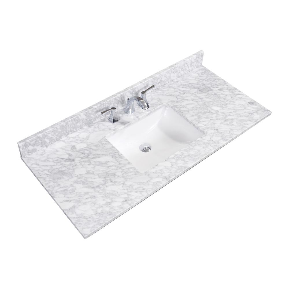 49 in. Natural Marble Vanity Top with White Sink. Picture 2