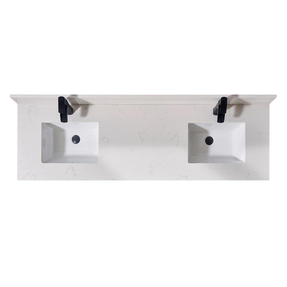 73 in. Composite Stone Vanity Top in Milano White with White Sink. Picture 1