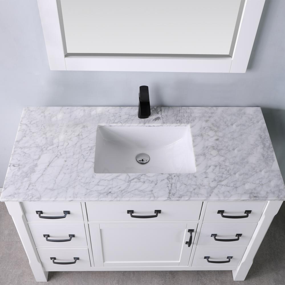 48" Single Bathroom Vanity Set in White with Mirror. Picture 7