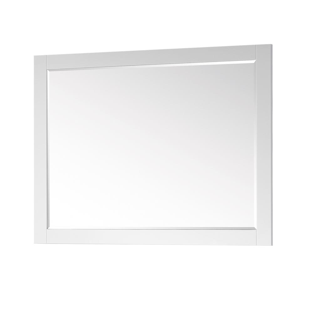 48" Rectangular Bathroom Wood Framed Wall Mirror in White. Picture 2