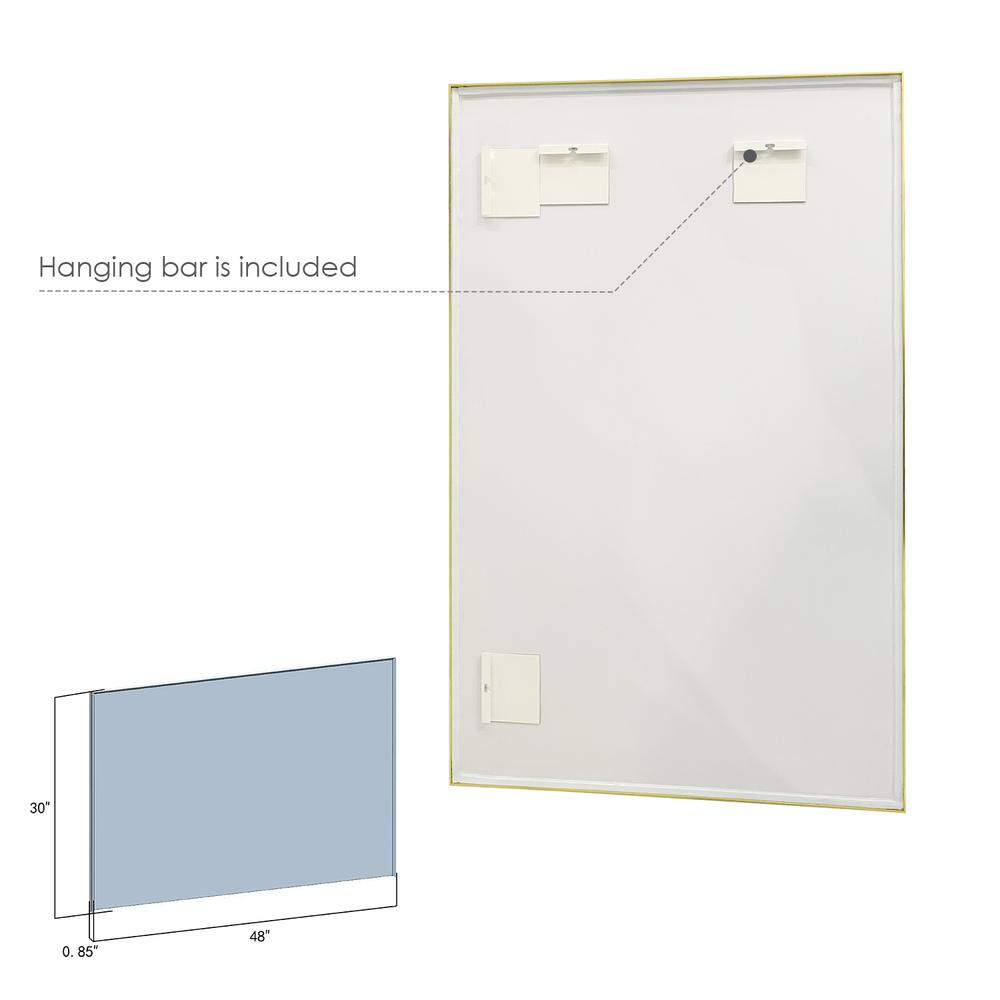 Sassi 48" Rectangle Bathroom/Vanity Brushed Gold Aluminum Framed Wall Mirror. Picture 7