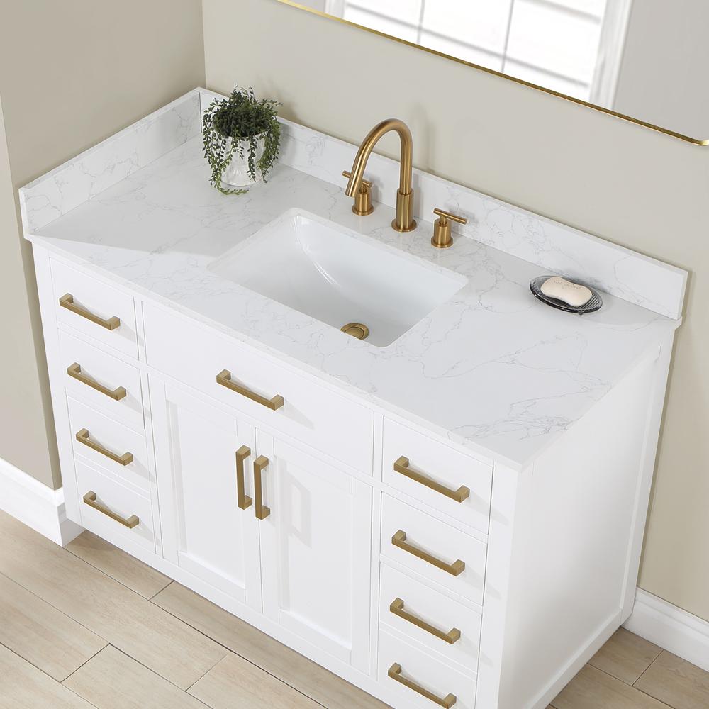 48" Single Bathroom Vanity in White without Mirror. Picture 4