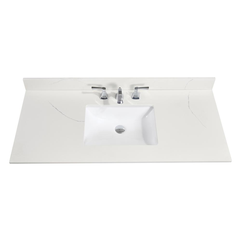 49 in. Composite Stone Vanity Top in Milano White with White Sink. Picture 1