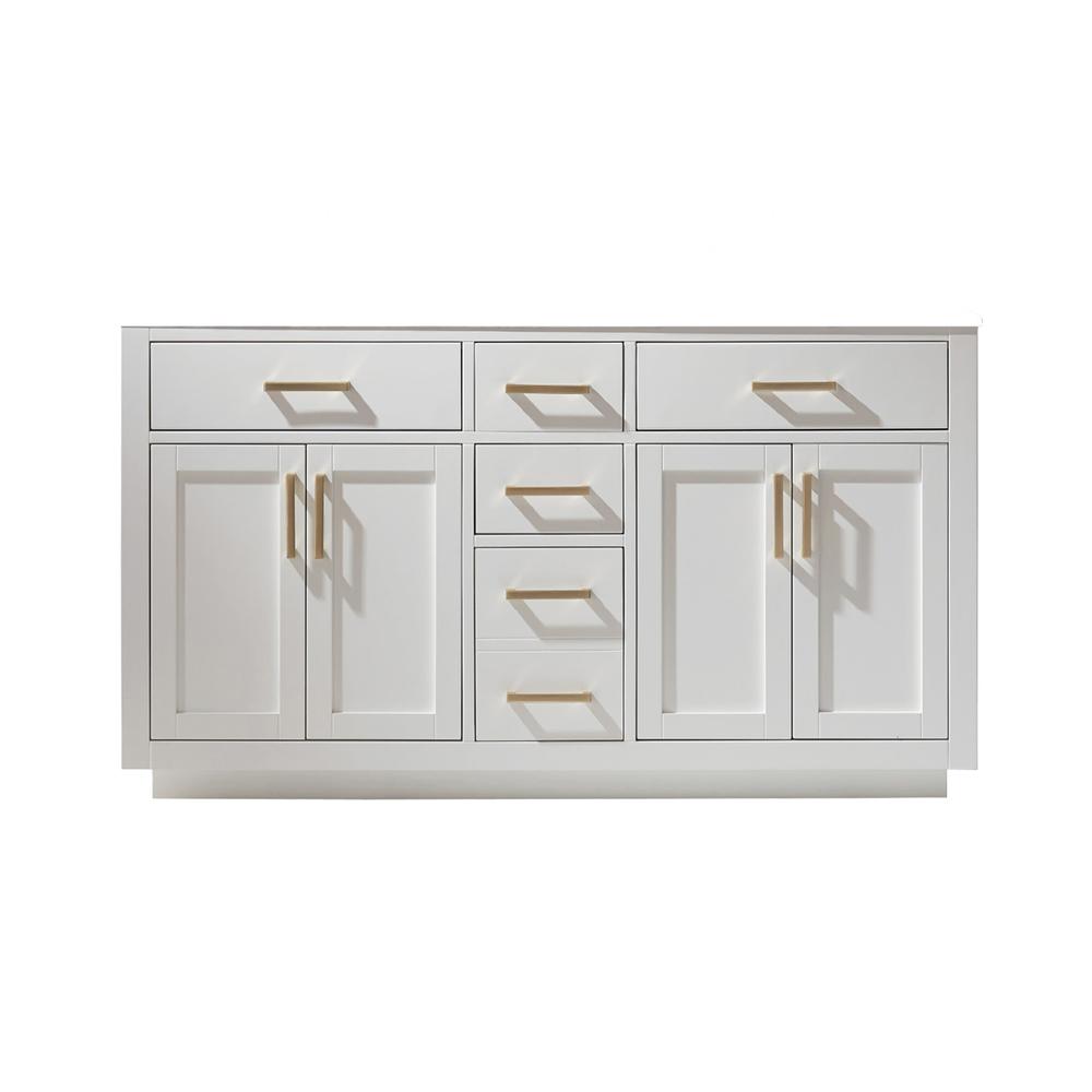 60" Double Bathroom Vanity Cabinet Only in White without Countertop and Mirror. Picture 1