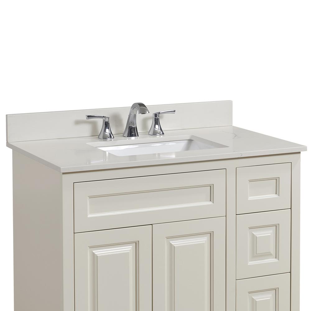 37 in. Composite Stone Vanity Top in Milano White with White Sink. Picture 6