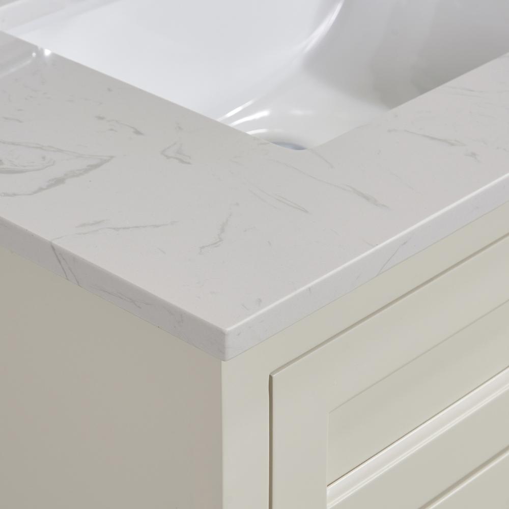 31 in. Composite Stone Vanity Top in Jazz White with White Sink. Picture 8