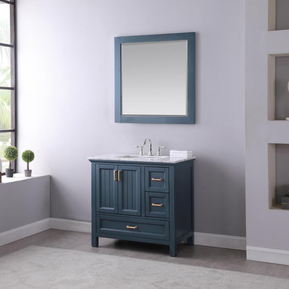 36" Single Bathroom Vanity Set in Classic Blue with Mirror. Picture 4