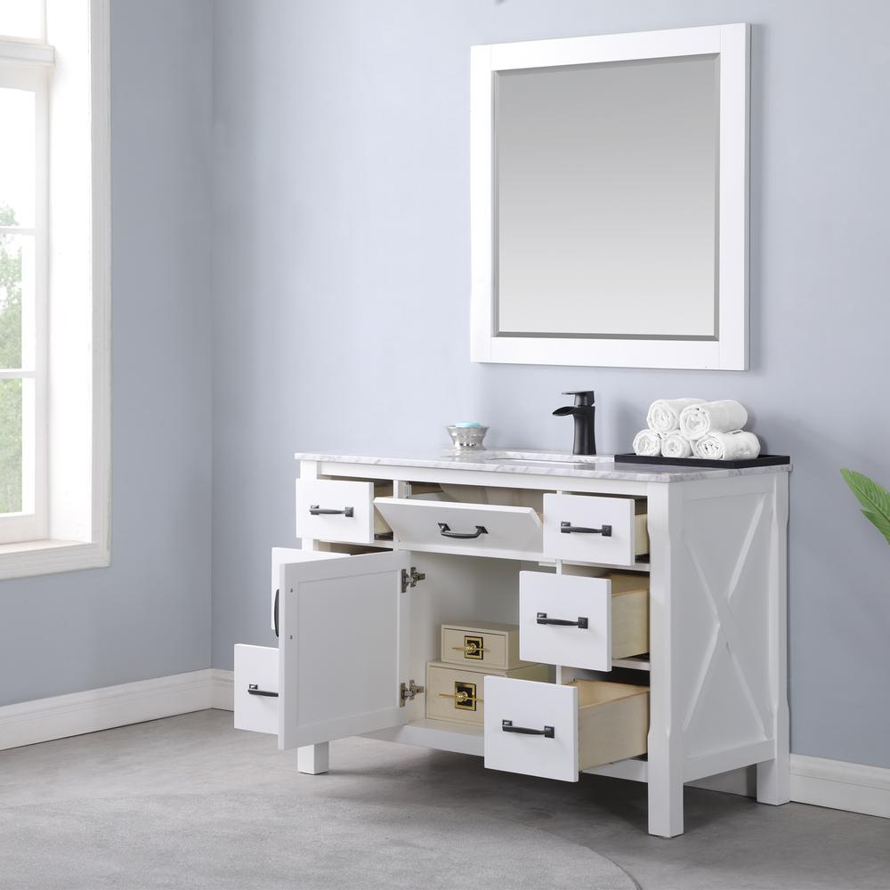48" Single Bathroom Vanity Set in White with Mirror. Picture 5