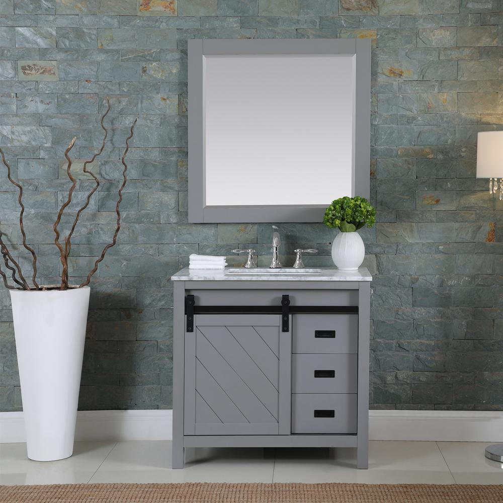 36" Single Bathroom Vanity Set in Gray with Mirror. Picture 3
