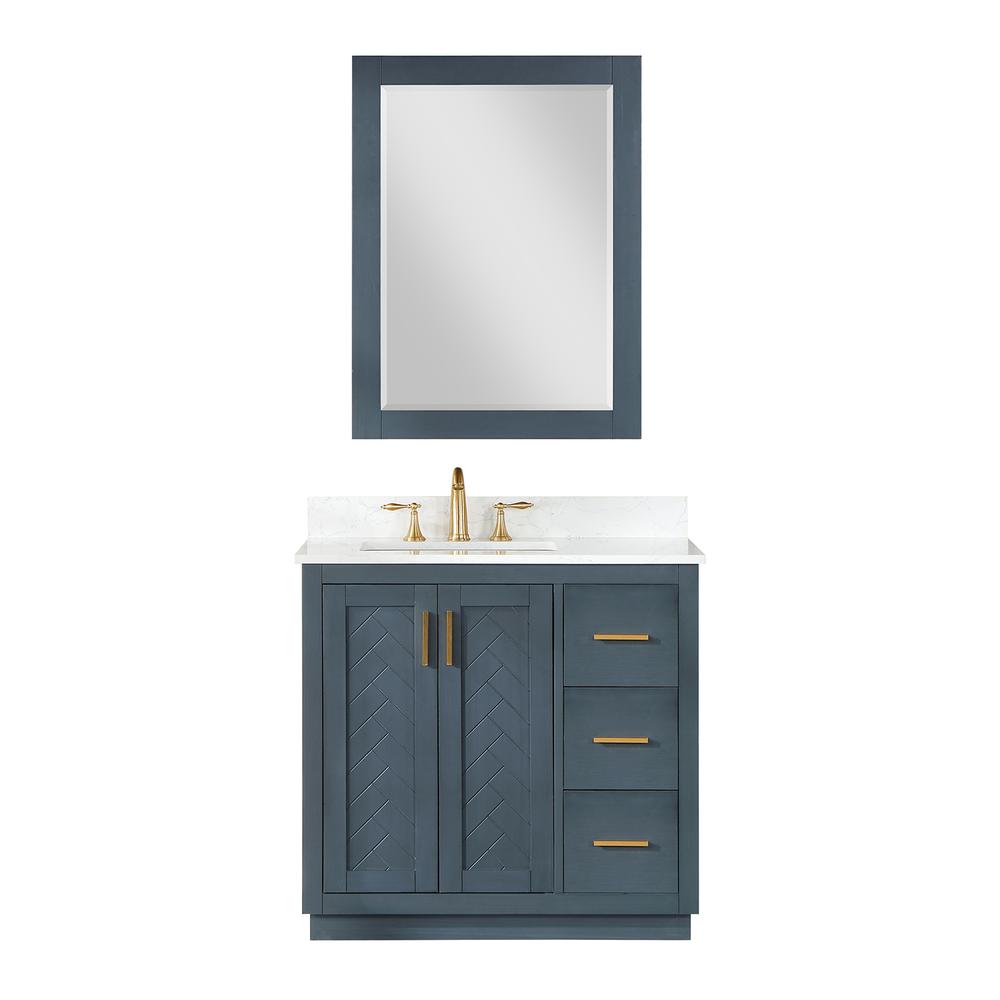 36" Single Bathroom Vanity Set in Classic Blue with Mirror. Picture 1