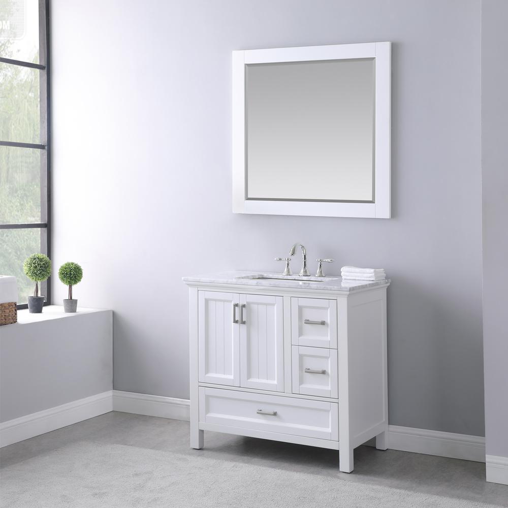 36" Single Bathroom Vanity Set in White with Mirror. Picture 4