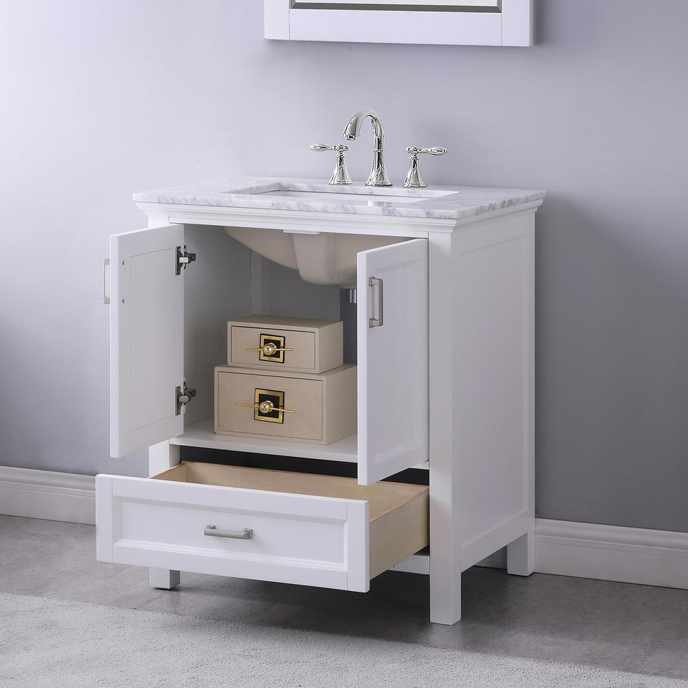 30" Single Bathroom Vanity Set in White with Mirror. Picture 10