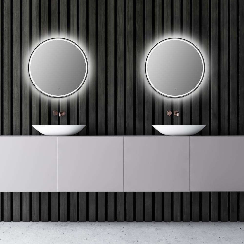 Framed in Matt Black Modern Bathroom/Vanity LED Lighted Wall Mirror. Picture 11