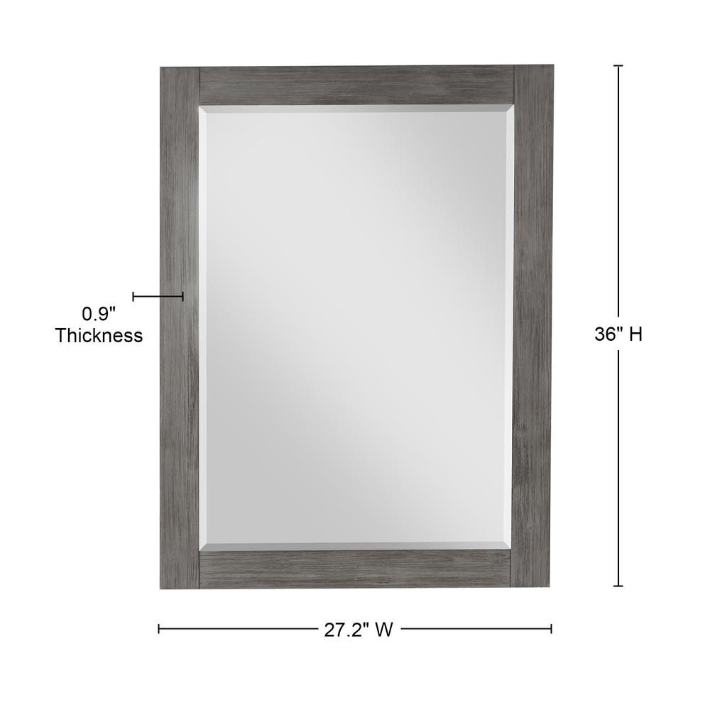 28" Rectangular Bathroom Wood Framed Wall Mirror in Classical Grey. Picture 10