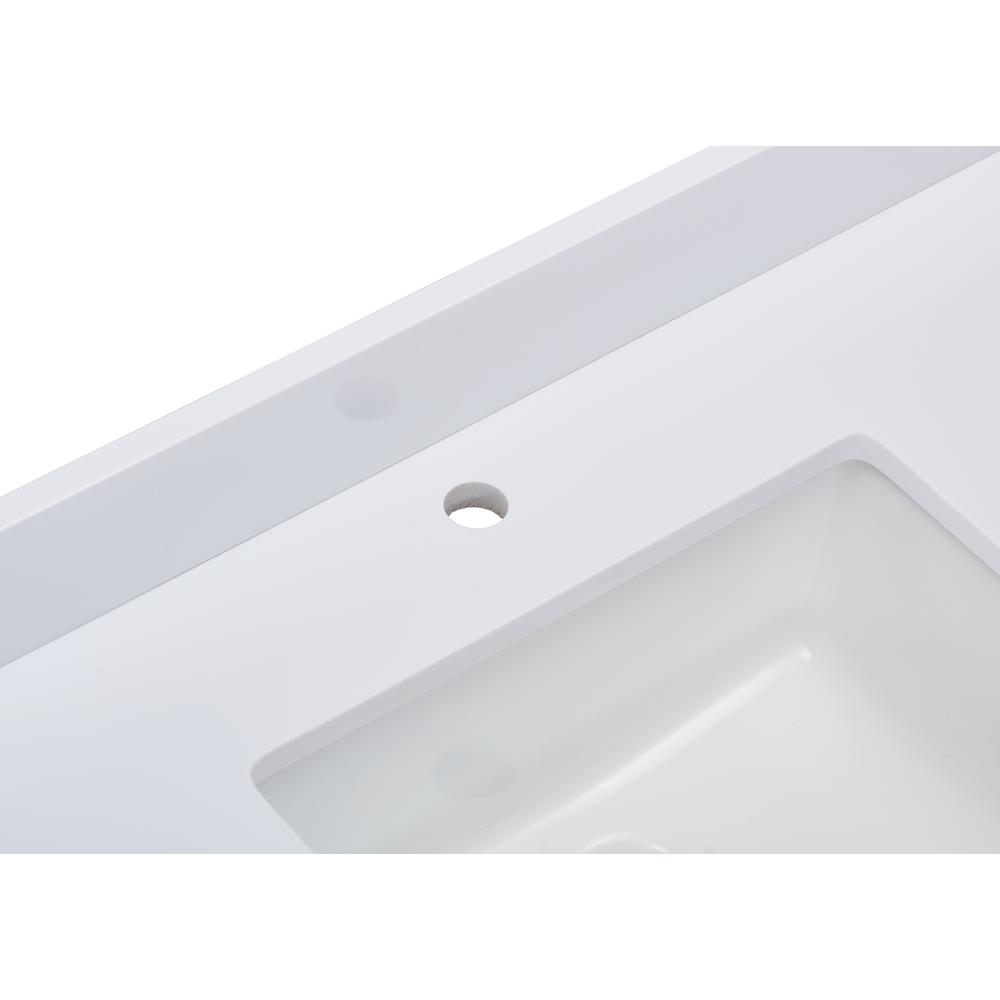 61 in. Composite Stone Vanity Top in Milano White with White Sink. Picture 4