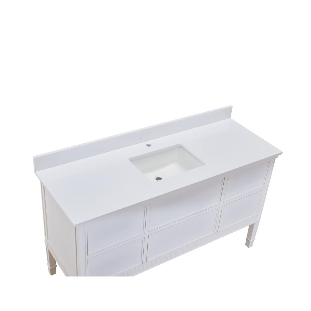 61 in. Composite Stone Vanity Top in Milano White with White Sink. Picture 6