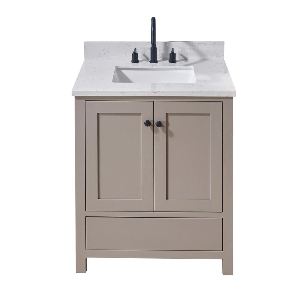 31. in Composite Stone Vanity Top in Aosta White with White Sink. Picture 4