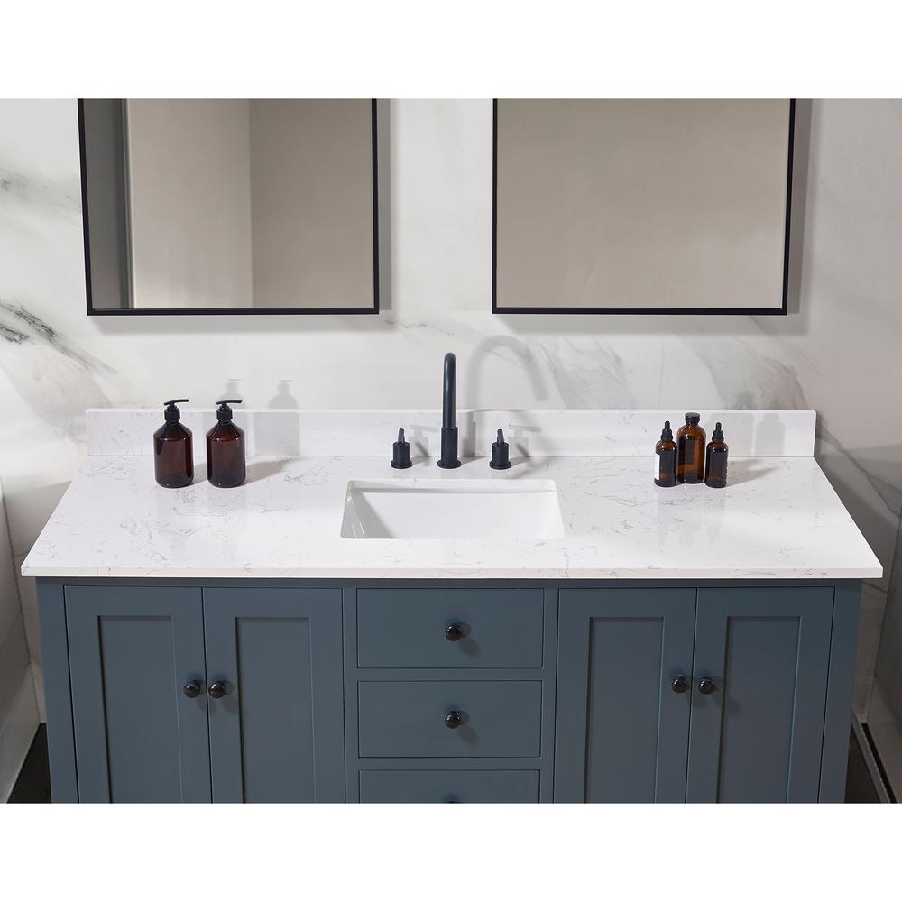 61. in Composite Stone Vanity Top in Aosta White with Single White Sink. Picture 8