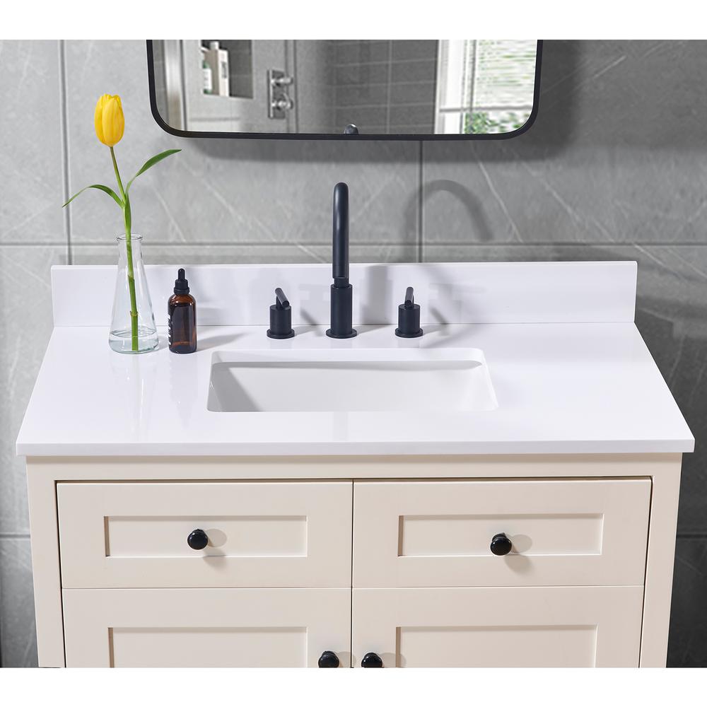 37. in Composite Stone Vanity Top in Snow White with White Sink. Picture 8