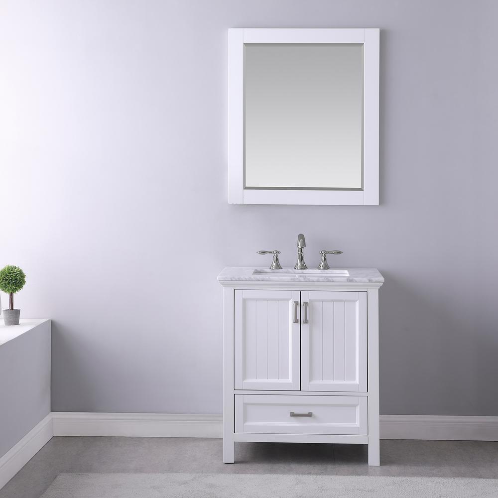 30" Single Bathroom Vanity Set in White with Mirror. Picture 4