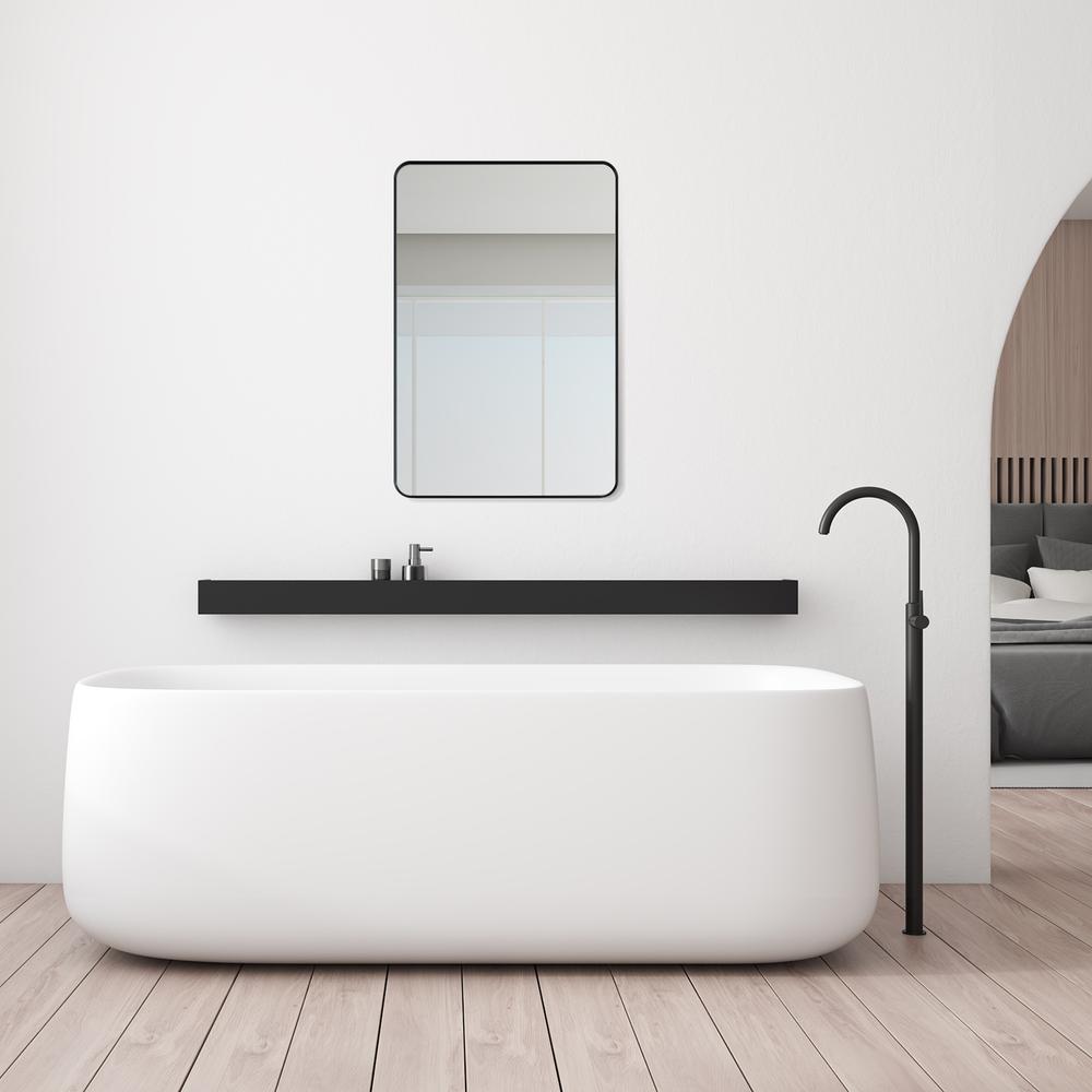 Nettuno 24" Rectangle Bathroom/Vanity Matt Black Aluminum Framed Wall Mirror. Picture 10