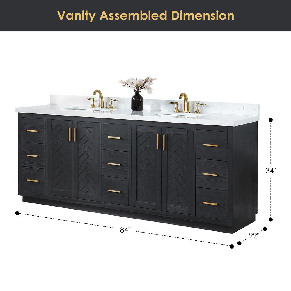 84" Double Bathroom Vanity Set in Black Oak without Mirror. Picture 3