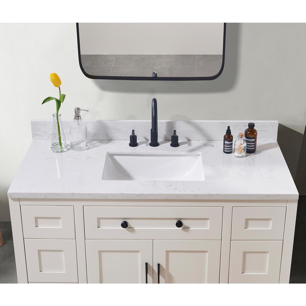 49. in Composite Stone Vanity Top in Aosta White with White Sink. Picture 8