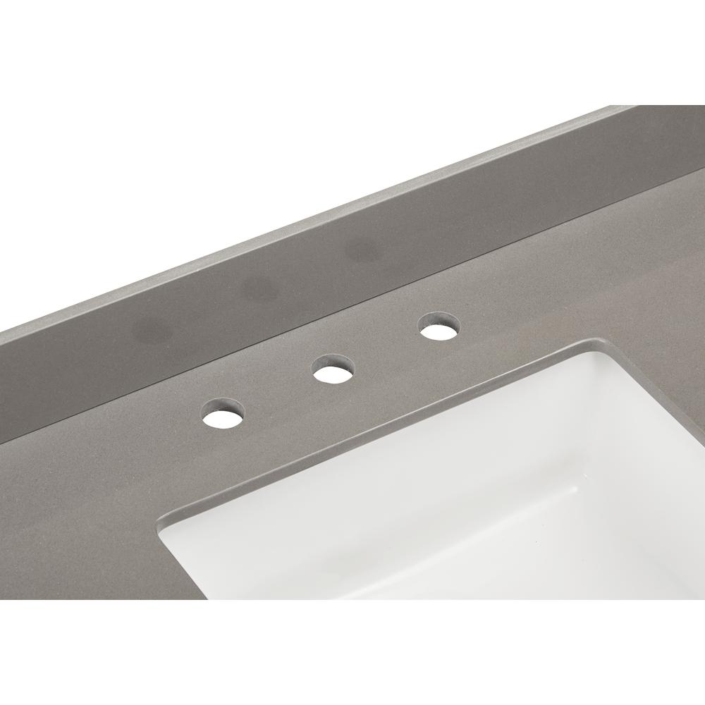 67 in. Composite Stone Vanity Top in Concrete Grey with White Sink. Picture 4
