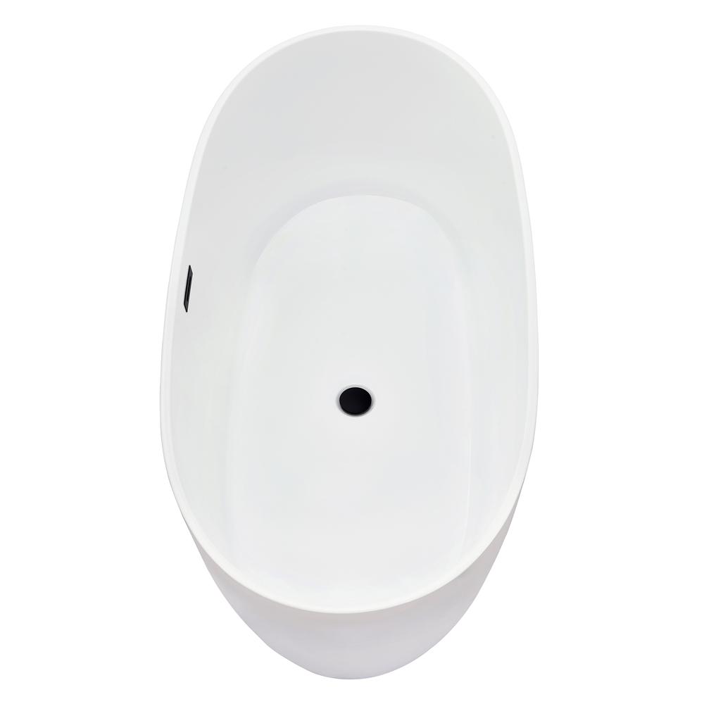 Rauris 59" x 28" Flatbottom Freestanding Acrylic Soaking Bathtub in Glossy White. Picture 4