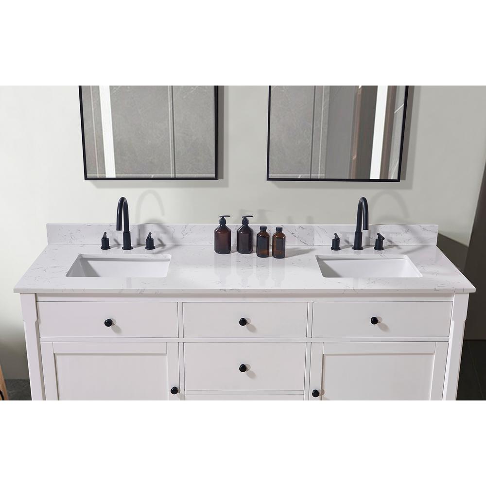 73. in Composite Stone Vanity Top in Aosta White with White Sink. Picture 7