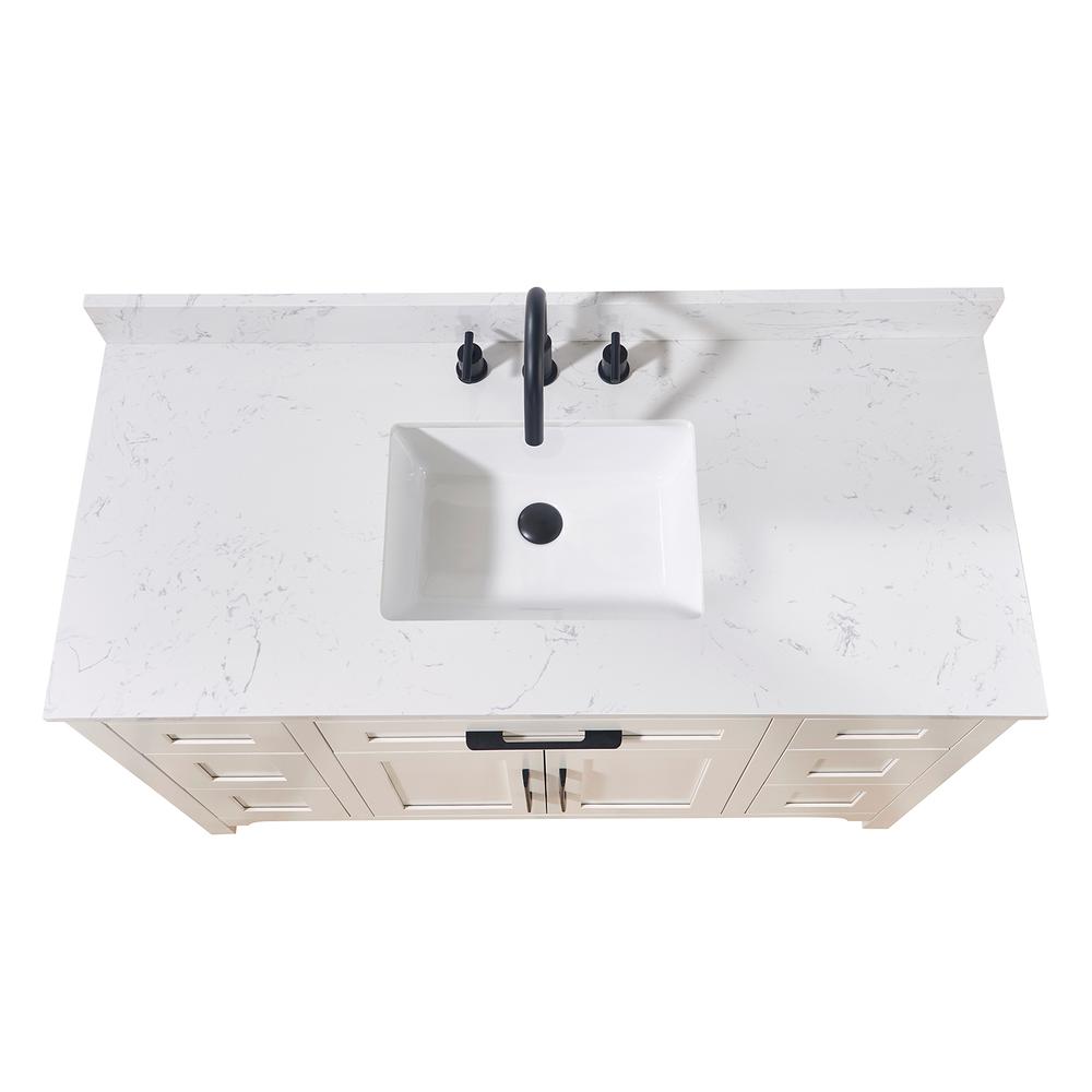 49. in Composite Stone Vanity Top in Aosta White with White Sink. Picture 5