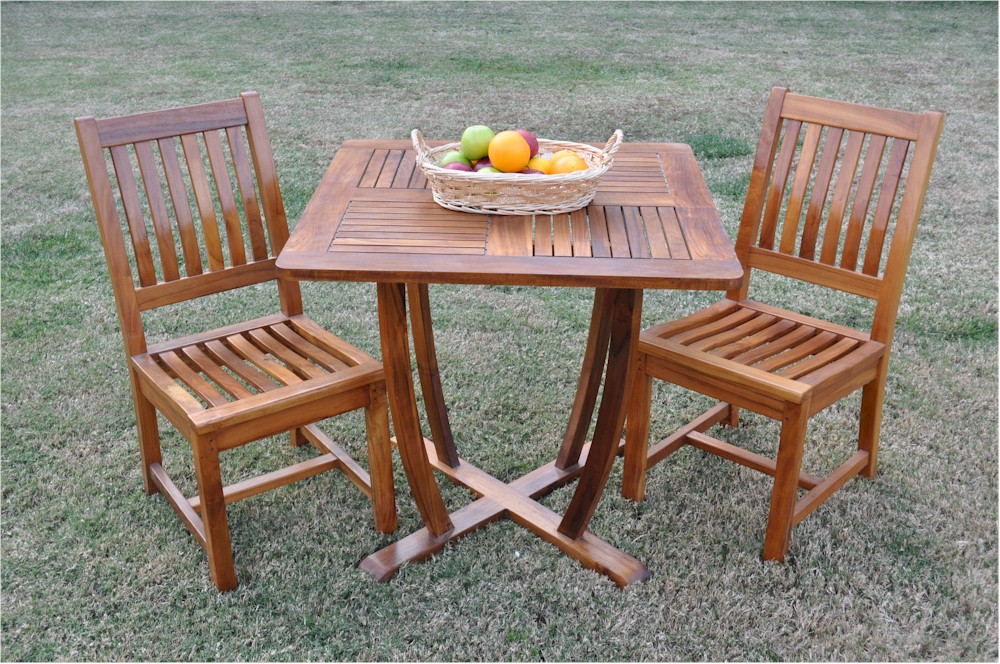 Rialto Chair Bistro 3 Piece Set w/ teak oil finished. The main picture.