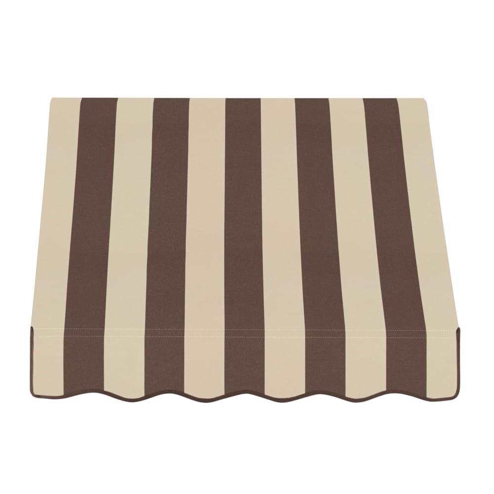 Awntech 3.375 ft Dallas Retro Fixed Awning Acrylic Fabric, Brown/Tan Stripe. Picture 2