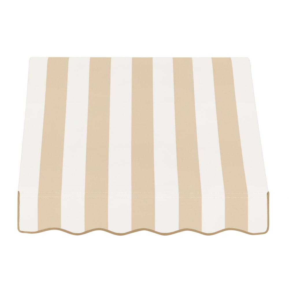 Awntech 3.375 ft Dallas Retro Fixed Awning Acrylic Fabric, Linen/White Stripe. Picture 2