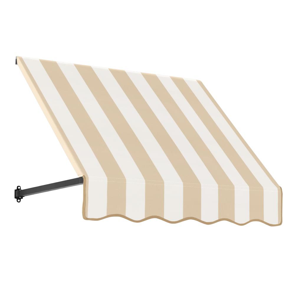 Awntech 3.375 ft Dallas Retro Fixed Awning Acrylic Fabric, Linen/White Stripe. Picture 1
