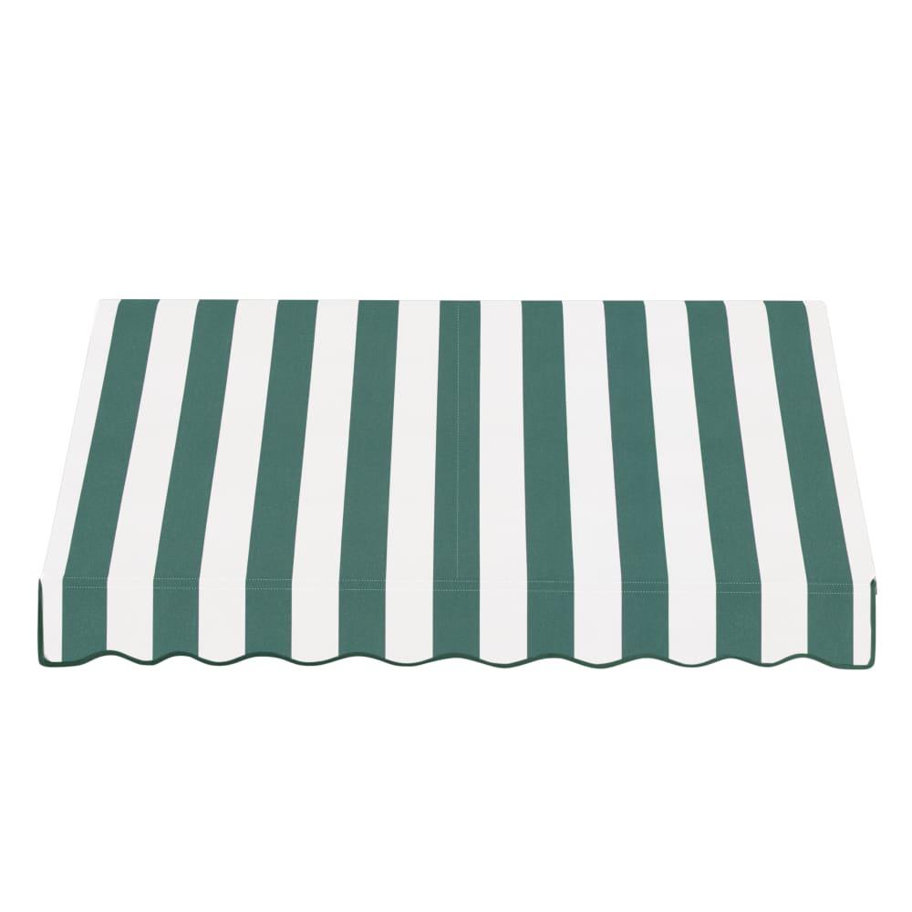 Awntech 6.375 ft Dallas Retro Fixed Awning Acrylic Fabric, Forest/White Stripe. Picture 2